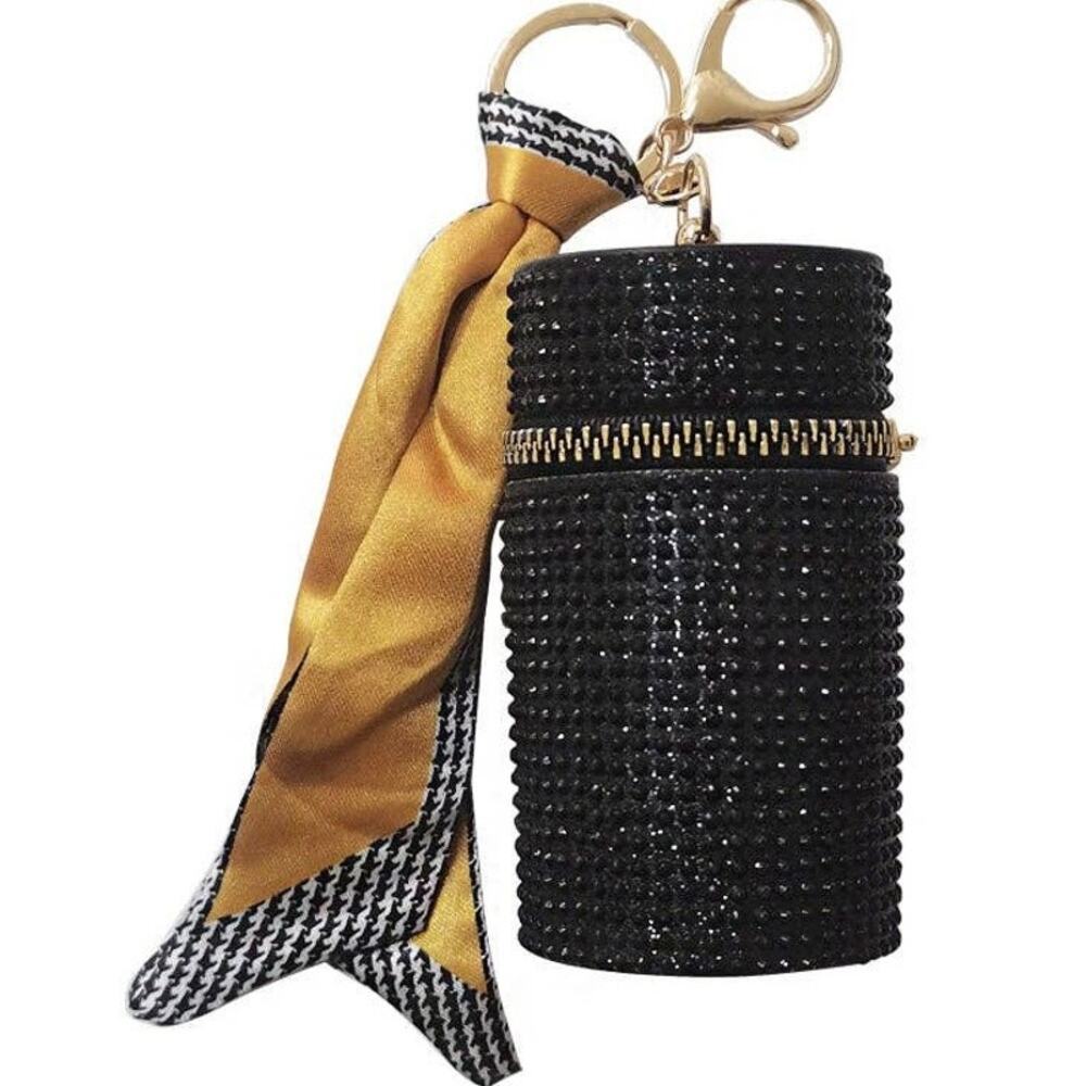 Studded Keyring Lipstick Case | Black